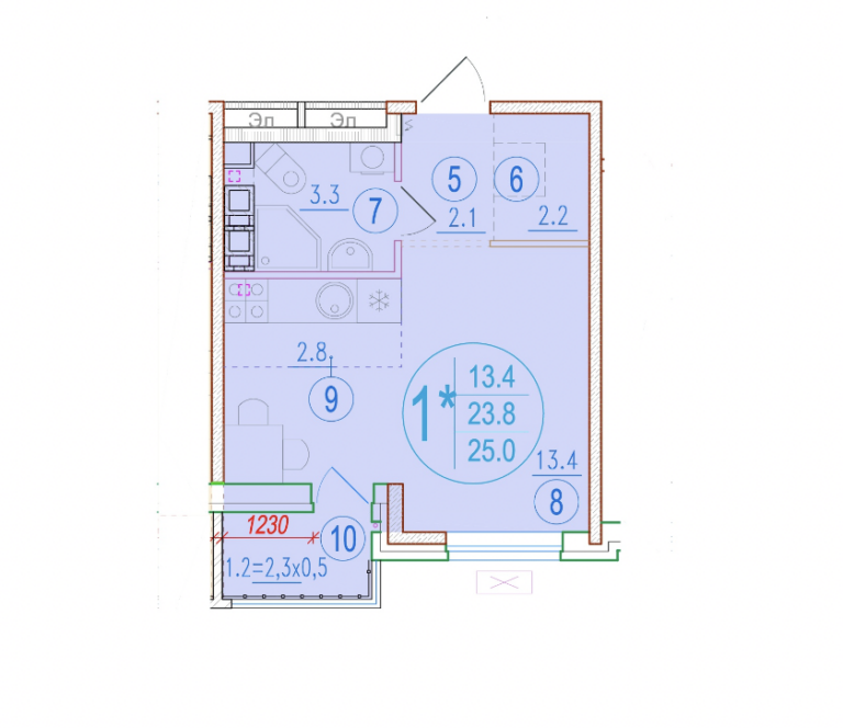 Студия, 25 м²
