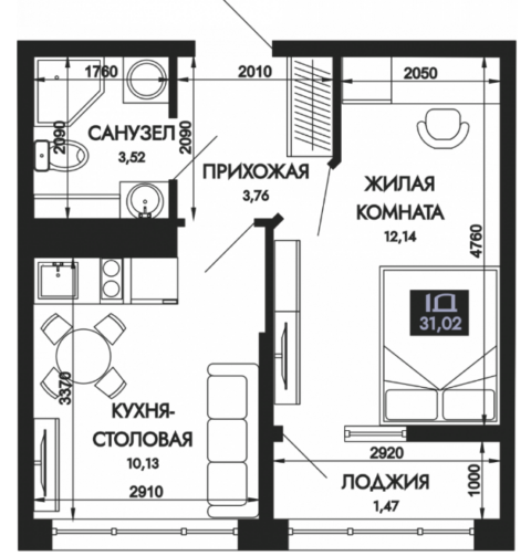 1-к. квартира, 30 м2, 7/9 эт. ЖК Вершины.