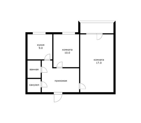 2 комнатная квартира, 48 м2, 5/5 эт.