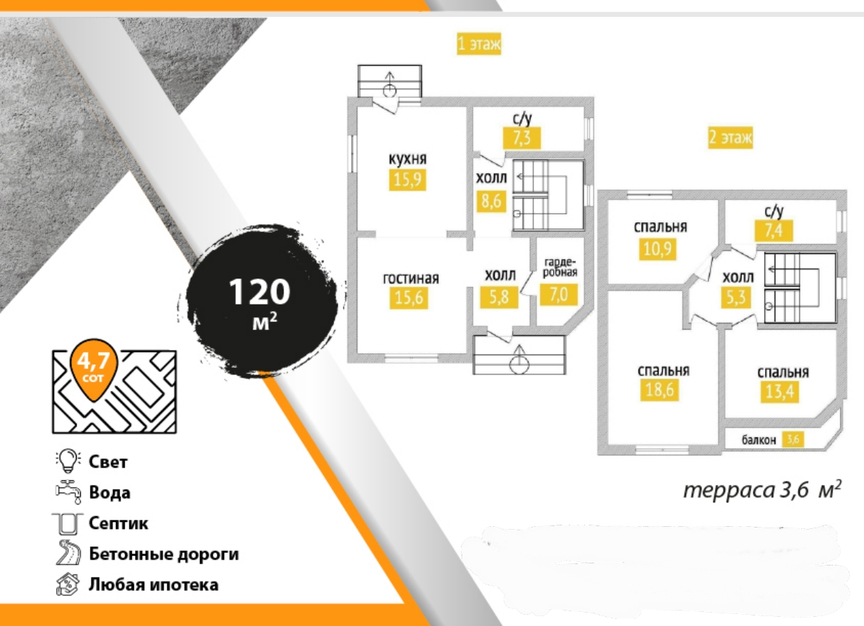 Дом, 120 м2. КП Новый.