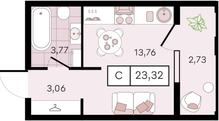Студия, 23 м²
