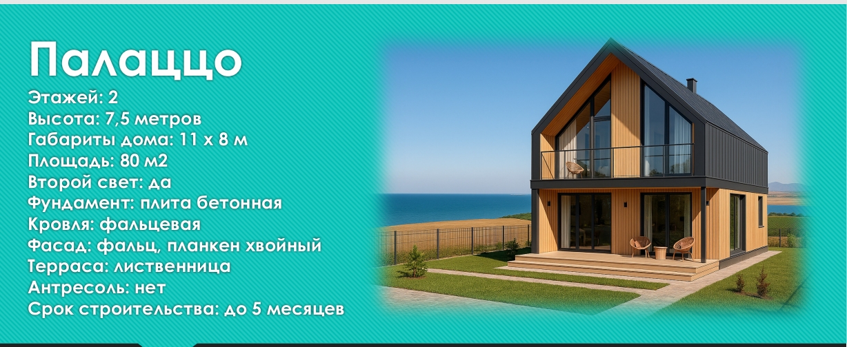 Коттедж Палаццо 80 м2 КП Шато дел Маре Палаццо