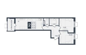 2-комнатная квартира 56 м² ЖК Сюжеты Краснодар