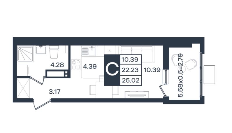 студия 25 м² 5/9  ЖК Сюжеты Краснодар