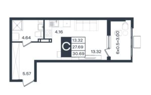 студия 31 м² 9/18  ЖК Сюжеты Краснодар